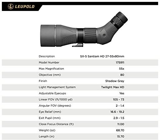 Leupold Spektiv Leupold SX-5 Santiam 27-55x80mm