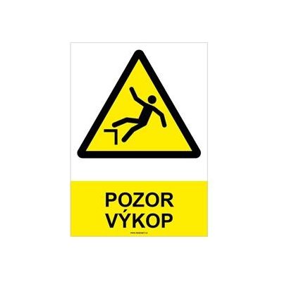 POZOR VÝKOP - bezpečnostní tabulka, samolepka A4 – Sleviste.cz