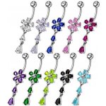 Šperky4U stříbrný piercing do pupíku kytička BP01011-Q – Zboží Mobilmania