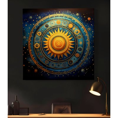 Obraz na plátně - Sluneční astrologická mandala FeelHappy.cz Velikost obrazu: 40 x 40 cm – Hledejceny.cz