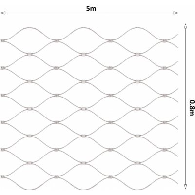 Nerezová lanková síť, 0,8 m x 5m (šxd), oko 50x50 mm, tloušťka lanka 2 mm, AISI316, síť neni ukončena oky pro provlečení lanka – Zboží Mobilmania