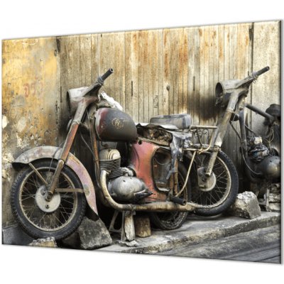 Glasdekor Ochranná deska stará rezavá motorka Čz - Ochranná deska: 55x90cm, Lepení na zeď: S lepením na zeď – Zboží Mobilmania