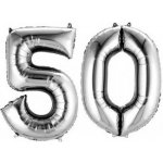 Fóliový balón ve tvaru čísla 50 stříbrný – Zboží Mobilmania