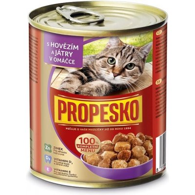 Propesko pro kočky s hovězím a játry v omáčce 830 g