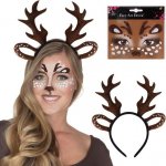 Čelenka z jeleního parohu, vánoční čelenka se sobím parohem, jelení uši, tetování jelení tváře na – Zboží Mobilmania