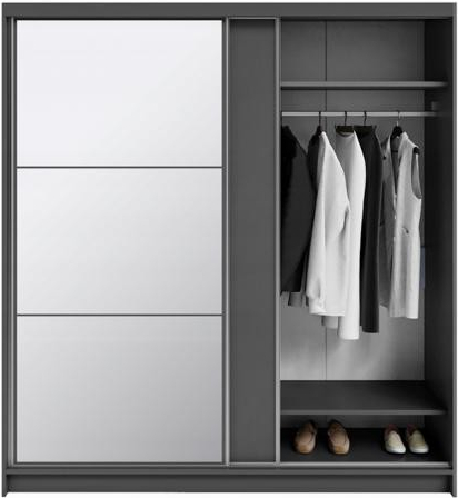 DobreSny Denve 200 x 218 x 60,3 cm šedá se zrcadlem