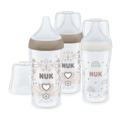 Nuk sada 3 lahví Perfect Match s teplotou Control bílá a béžová 260 ml