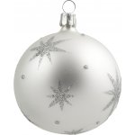 Bella Rose Skleněná vánoční ozdoba Baňka Bílá Mat Stříbná, bílá barva, sklo – Hledejceny.cz