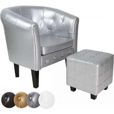 Miadomodo JG88571 s taburetem Chesterfield stříbrné – Zboží Mobilmania