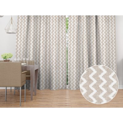 Biante Dekorační závěs Porto PRT-006 Režný cik-cak - šířka 130 cm 130x200 cm – Hledejceny.cz