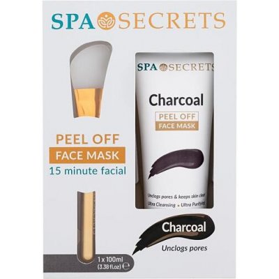 Xpel Spa Secrets Peel Off Face Mask pleťová maska Spa Secrets Charcoal Peel Off 100 ml + aplikátor dárková sada