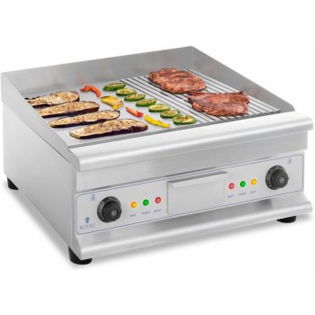 ROYAL Catering Dvojitá elektrická grilovací deska - 60 cm - hladká a vroubková - 6 400 W