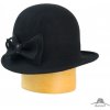 Klobouk Dámský klobouk zdobený mašlí z vlny černá
