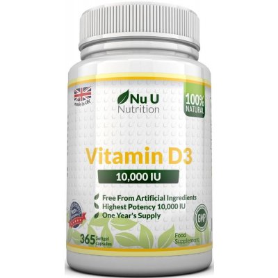 Nu-u nutrition vitamín D3 10 000 iu 365 tobolek – Zboží Dáma
