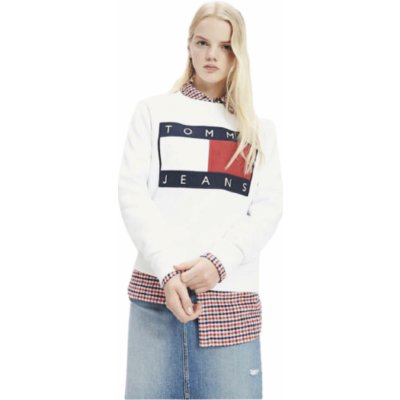 Tommy Hilfiger Tommy Jeans dámská mikina s nápisem J92H6ZCF bílá – Zbozi.Blesk.cz