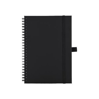 Notes koženkový SIMPLY A5 linkovaný černá/černá spirála