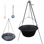 Kessel kotlík na guláš smalt 20 l pánev smalt 42 cm teleskopická trojnožka pojistný kladka VAR 93-170 cm poklice smalt 49 cm naběračka 350 ml vařečka 50 cm MIX SET – Zboží Dáma