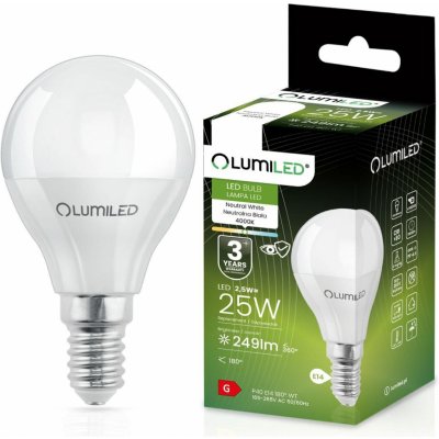 Lumiled LED žárovka LED E14 P40 2,5W = 25W 249lm 4000K Neutrální bílá 180° – Zboží Mobilmania