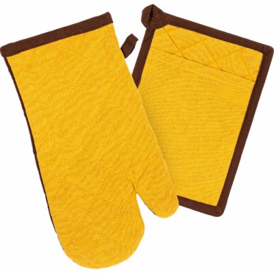 Trade Concept Chňapka a podložka Heda žlutá / hnědá, sada 2 ks – Sleviste.cz