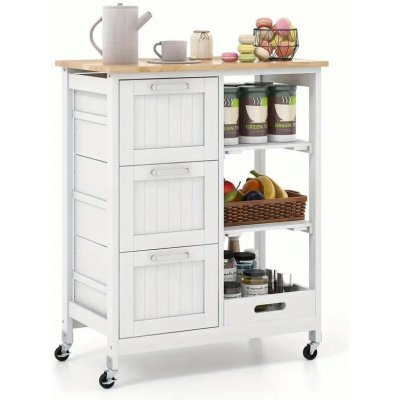 Servírovací stolek kolečka dřevo bílá/buk NoBi ALBERT – Zboží Mobilmania