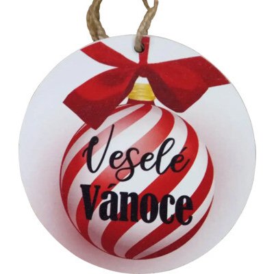 Bondecor Vánoční dřevěná dekorace kulatá "Veselé Vánoce" 13cm – Hledejceny.cz
