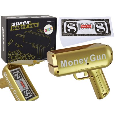 mamido Střílející zlatá pistole na peníze Money Gun bankovky – Zboží Dáma