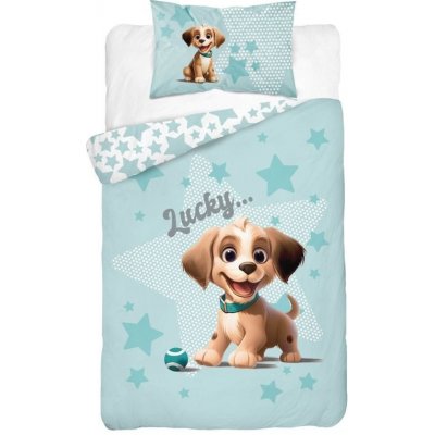 Detexpol Bambusové povlečení do postýlky Veselý pejsek zelinkavý 100 x 135 cm 40 x 60 cm – Zboží Dáma