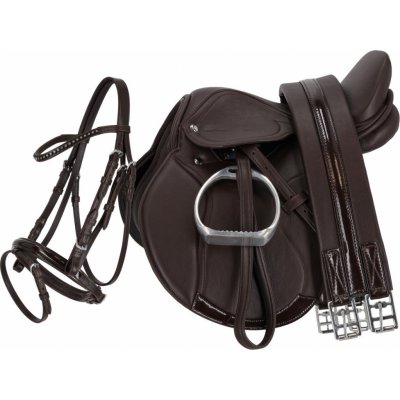 QHP Pony set sedlo uzdečka podbřišník třmeny včetně řemenů černý – Zboží Dáma