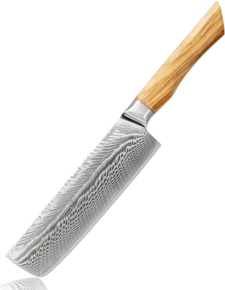 UG Grill Nůž Nakiri 18 32 cm Damašková ocel 73 olivové dřevo