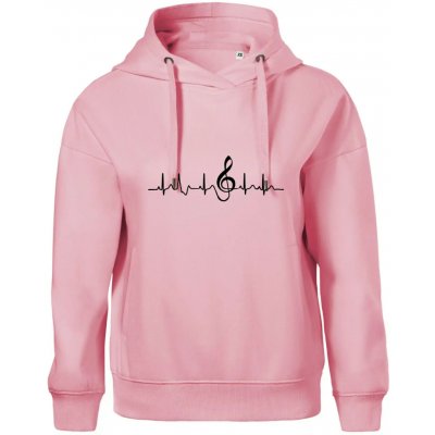 Moje srdce bije pro hudbu Oversized mikina dámská Moon kratší + širší Růžová – Hledejceny.cz