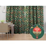 Biante Bavlněný závěs Sandra SA-529 Vánoční baňky na zeleném 150x240 cm – Zboží Mobilmania