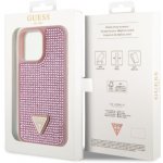 Pouzdro Guess Rhinestones Triangle Metal Logo iPhone 14 Pro Max růžové – Zboží Mobilmania