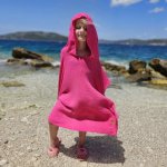 Dětské mušelínové pončo malinová – Zboží Mobilmania