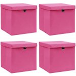 zahrada-XL Úložné boxy s víky 4 ks růžové 32 x 32 x 32 cm textil
