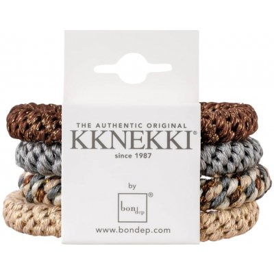 KKNEKKI Gumička do vlasů Kknekki no. 45 – set 4 ks, béžová barva, textil – Zboží Dáma