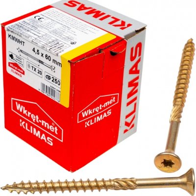 Konstrukční vrut 4,5x60 TX 20 zápustná hlava zinek žlutý (250 ks/bal) TORX – Hledejceny.cz
