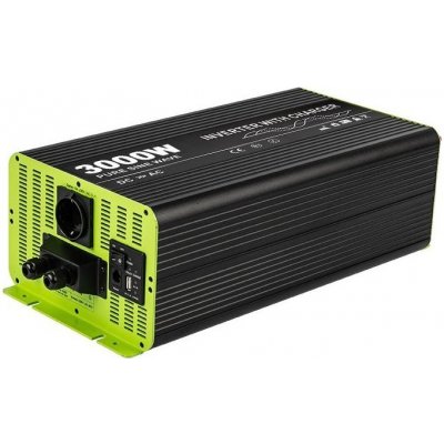 Kosun Měnič napětí výkon 3000W čistý sinus UPS DC24V/AC230V USB černo-zelený KOS3000-24 – Zboží Mobilmania