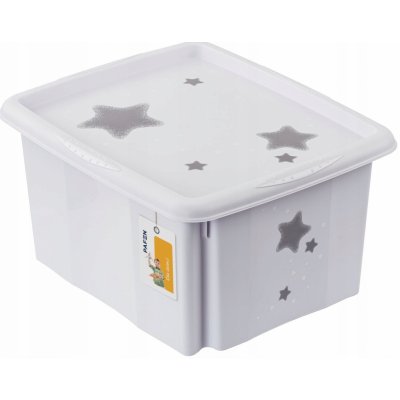 Keeeper úložný box s víkem malý Stars bílá 4,2 l