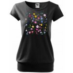 MALFINI Tričko City s potiskem jemné kytičky 01-černá – Sleviste.cz