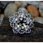 Brož květ broušené sklo stříbrná – Zboží Dáma