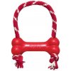 Hračka pro psa Kong Dog Puppy Classic Kosť červená s lanom guma prírodná M