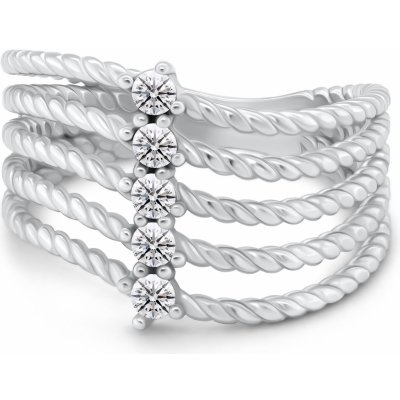 Brilio Silver Pětiřadý stříbrný prsten s čirými zirkony RI145W – Zboží Mobilmania