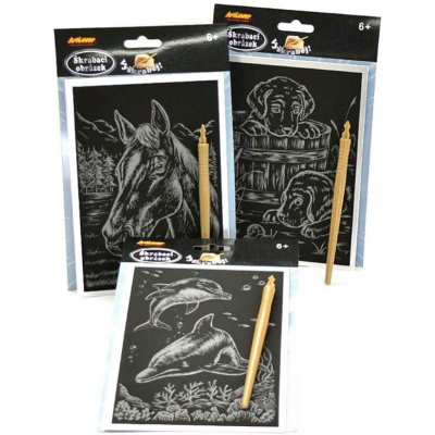 SMT Creatoys Škrabací obrázek Stříbrný A5 Delfíni – Zboží Dáma