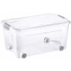 Úložný box Tontarelli COMBI BOX CLIP 43L s víkem transparent, kolečka, clip stříbrný 8035656000