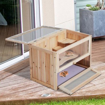 Goleto Dřevěná klec pro králíky a hlodavce 60 x 35 x 42 cm – Hledejceny.cz