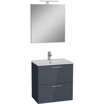 Vitra Koupelnová skříňka s umyvadlem zrcadlem a osvětlením Mia 59x61x39,5 cm antracit lesk MIASET60A