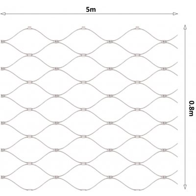 Nerezová lanková síť, 0,8x5 m (šxd), oko 60x104 mm, průměr lanka 2 mm, AISI316 – Zboží Mobilmania