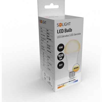 Solight LED žárovka, klasický tvar, 15W, E27, 3000K, 220°, 1650lm – Zboží Živě