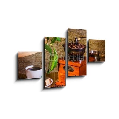 Obraz 4D čtyřdílný - 100 x 60 cm - grinder and other accessories for the coffee brusky a další příslušenství pro kávu – Zbozi.Blesk.cz