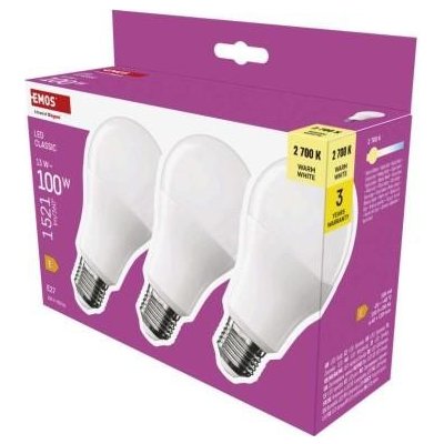 EMOS LED žárovka Classic A60 E27 13 W 100 W 1521 lm teplá bílá ZQ5E61.3 – Hledejceny.cz